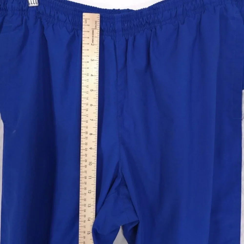 NIKE TEAM Vintage Track Pants XL Blue Ankle Zip‎ Snap White Stripe 90's Straight